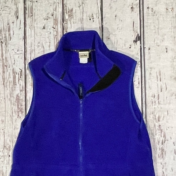 Vintage 1990s LL Bean Blue Men's Zip Up Fleece Vest Jacket - Picture 2 of 7